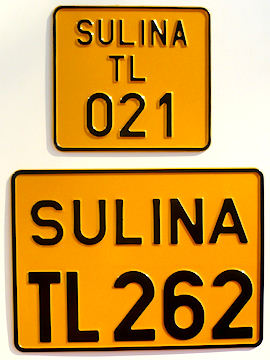 Plăcuţă înmatriculare Sulina